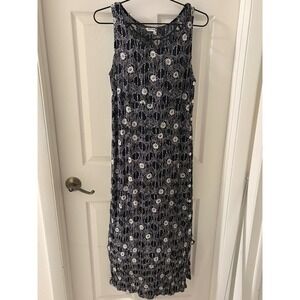 Studio I Black White Daisy Midi Dress Boho Minimalist 90s Side Button S EUC